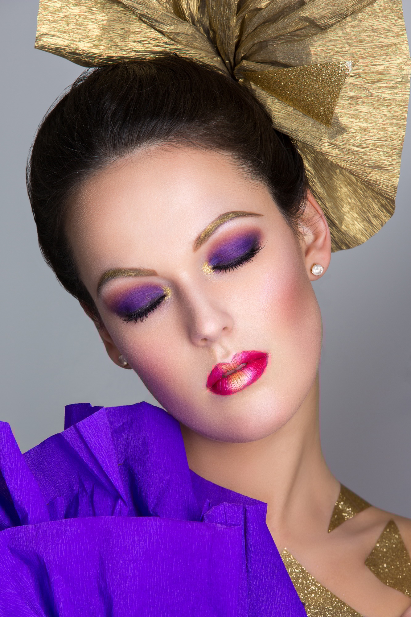 Brunette girl with purple make-up